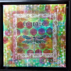 Courage 8"x8" Pastel and acrylic on canvas Copyright 2016 Louise Gallagher