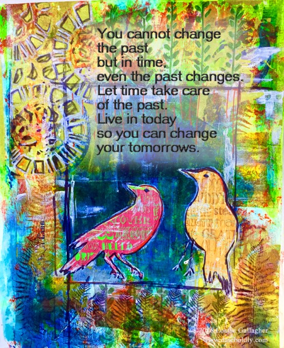 Time Passes Art Journal Entry Mixed media on water colour paper